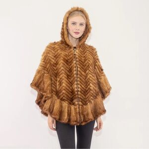 Mink Herringbone Poncho